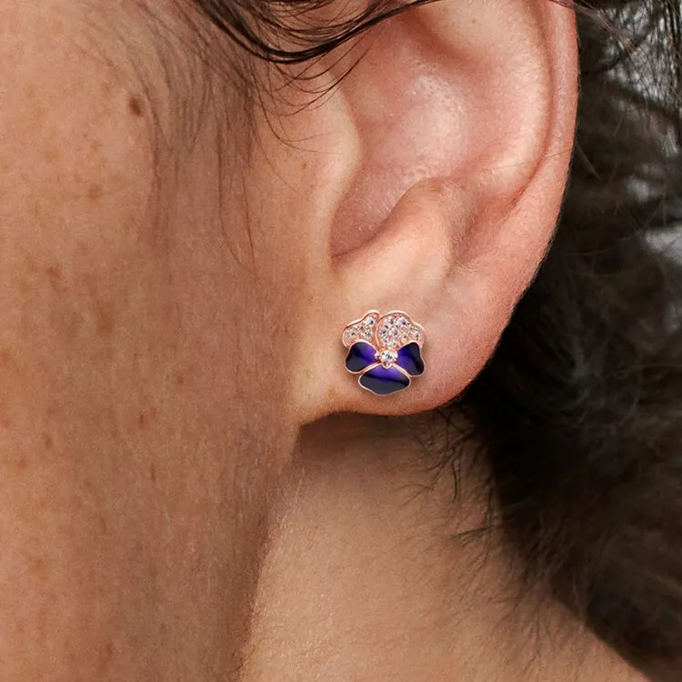 Pandora Stud Earrings Women's Dark Purple-2