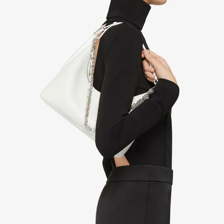 GIVENCHY Cut out Cow Leather One Shoulder Handbag Women's Ivory White-5