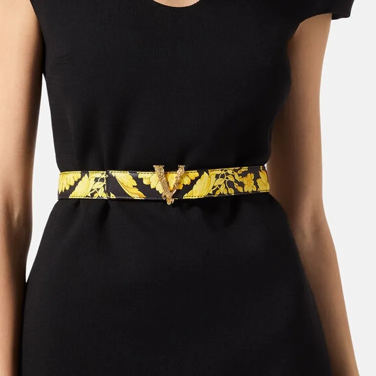 VERSACE Leather Belts Women's Black-1