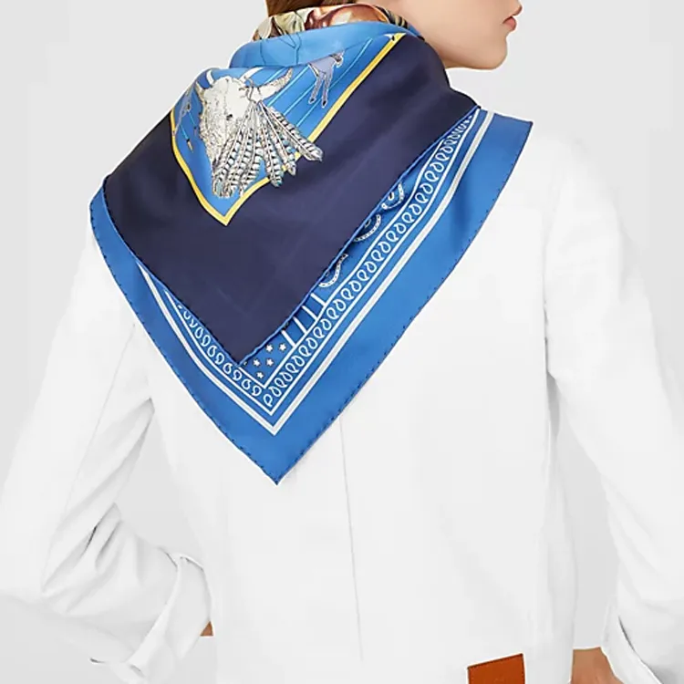 HERMES Silk Scarves Women's Blue-5