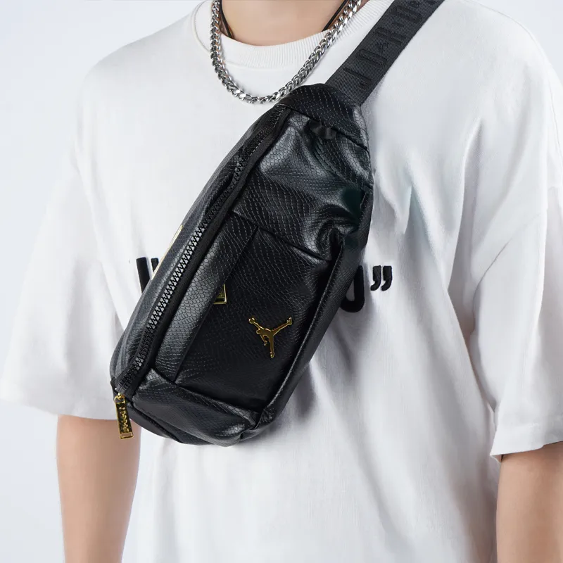 Jordan Polyester Composite Leather Crossbody Bag Sling Bag Fanny Pack Regular Unisex Black-4