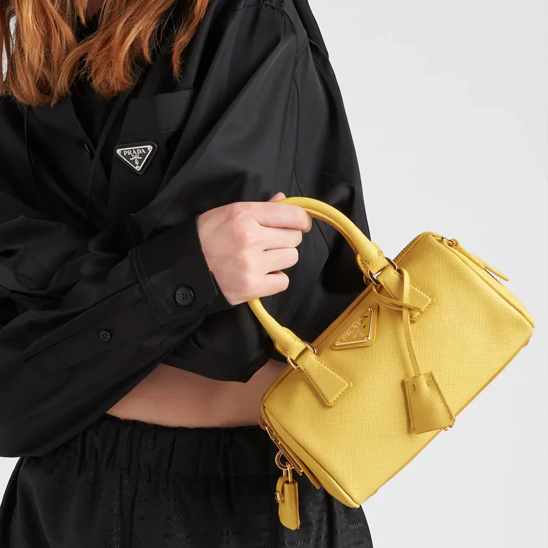 PRADA Saffiano Leather Shoulder Bag Crossbody Bag Handbag Regular Women's Sunlight Yellow-4