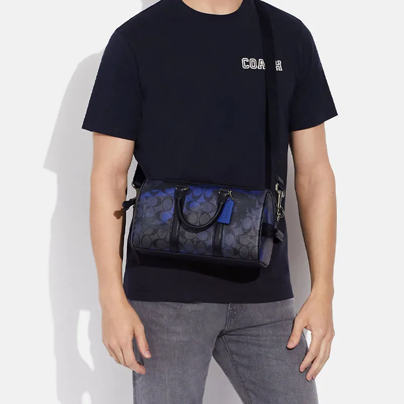 COACH Venturer Cow Leather Travel Bag, Shoulder Bag, Crossbody Bag, Handbag Medium Size Men's Black & Blue-3
