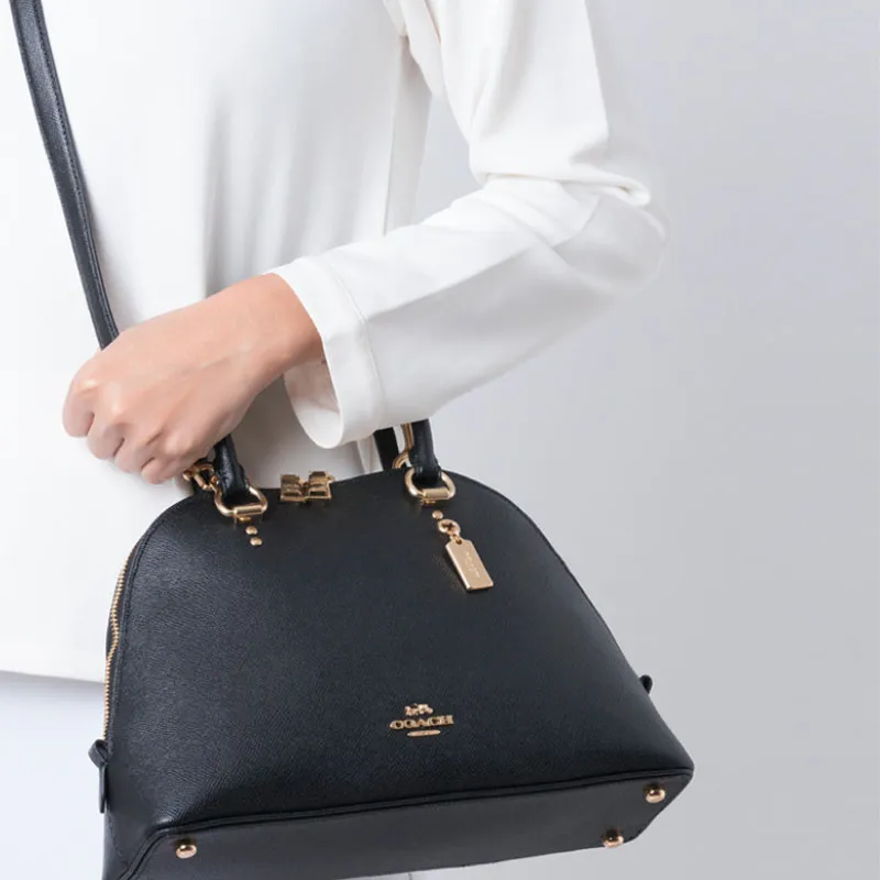 COACH Katy Leather Dome Bag, Shoulder Bag, Crossbody Bag, Handbag Tubas Women's Black-4