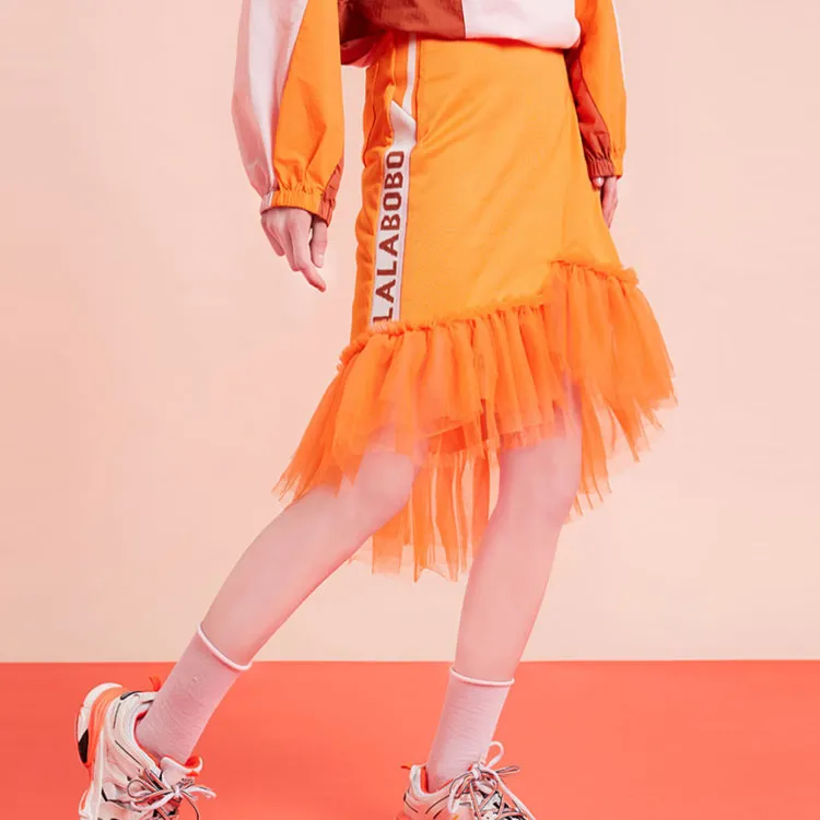 LALABOBO Casual Long Skirts Women's Orange-2