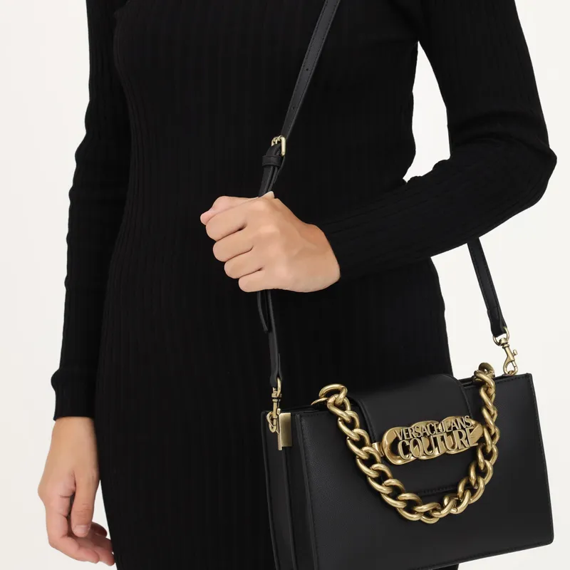 VERSACE JEANS COUTURE Sheepskin Crossbody Bag, Shoulder Bag Women's Black-6