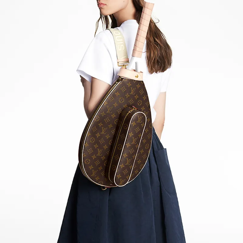 LOUIS VUITTON Suzanne Etui Leather Tennis Racket Storage Bag Unisex Brown-6