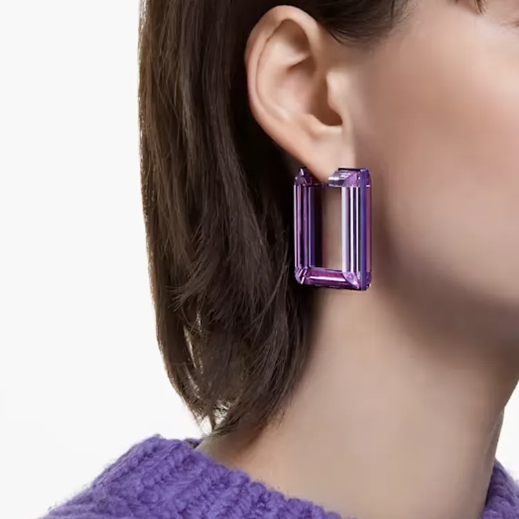 Swarovski Hoop Earrings Women's Purple-1