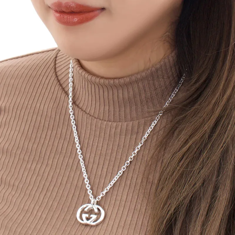 GUCCI 2000 2024 Sterling Silver Interlocking G Pendant Necklace-5