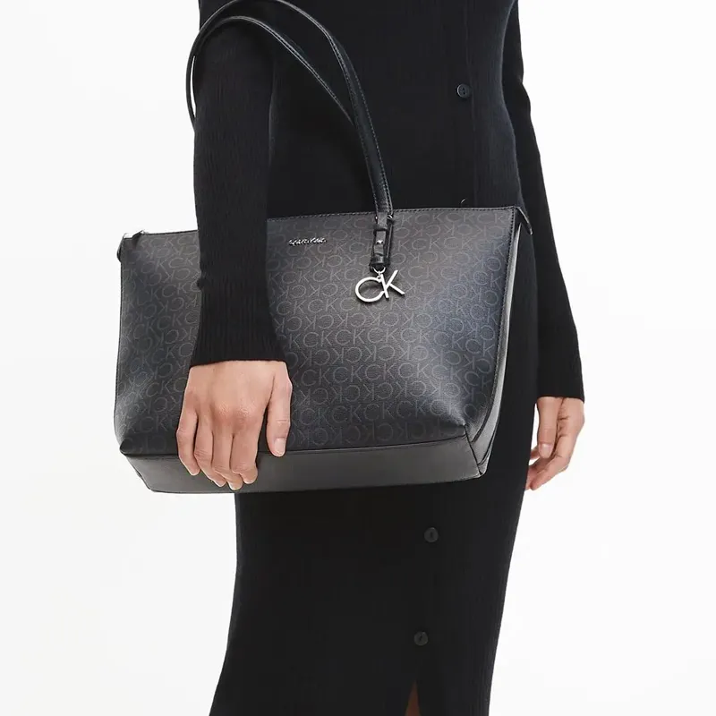 CK/Calvin Klein Tote Bag Shopping Bag Shoulder Bag Handbag Women's Black-3