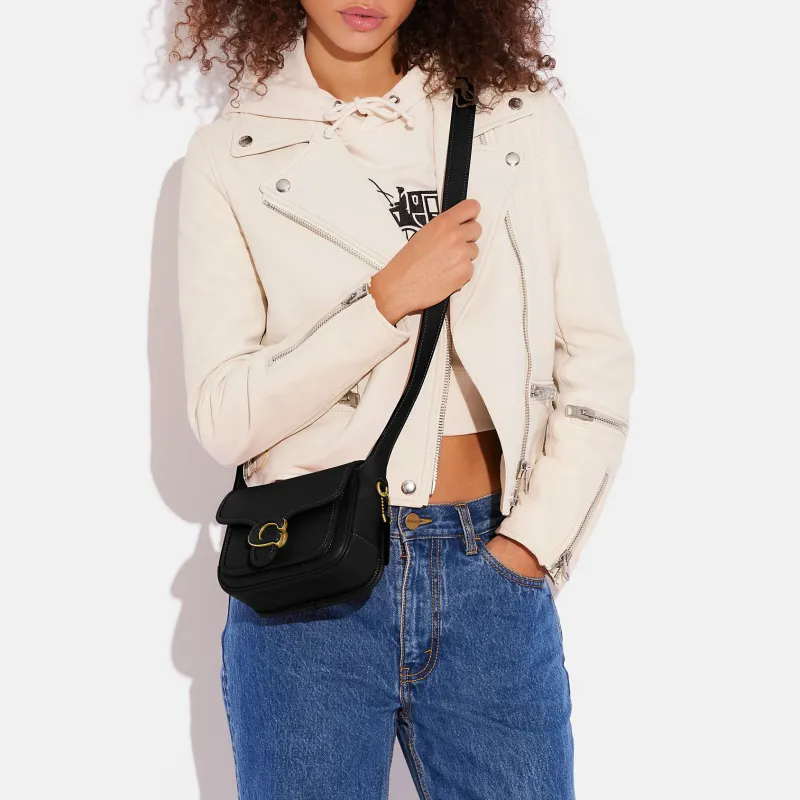 COACH Tabby Pebbled Leather With Refined Calfskin Shoulder Bag Crossbody Bag Small Size Women's Black-3