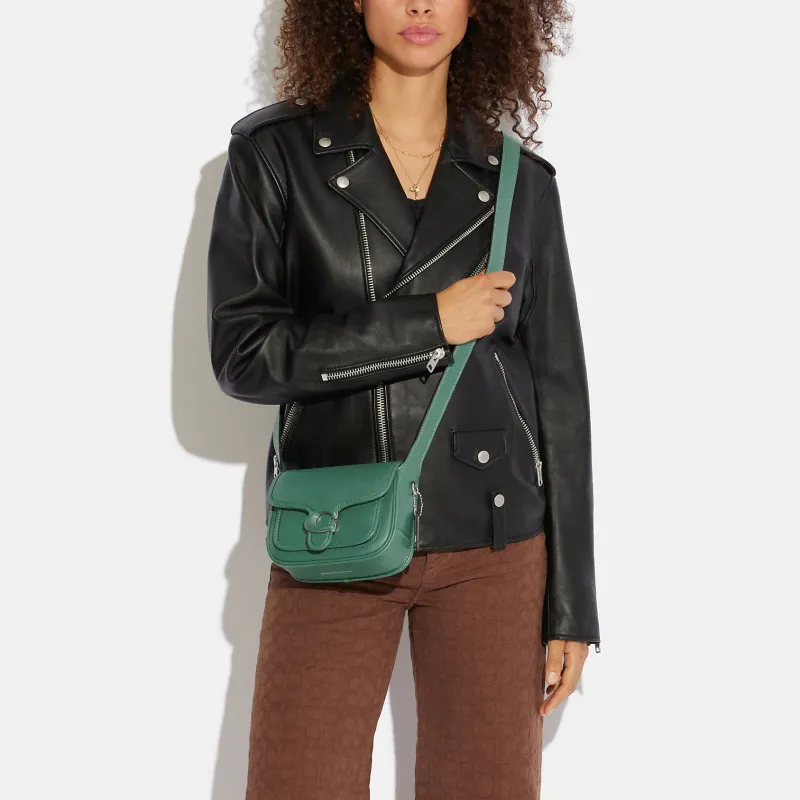 COACH Tabby Glove Tanning Shoulder Bag, Crossbody Bag Trumpets Women's Green-3