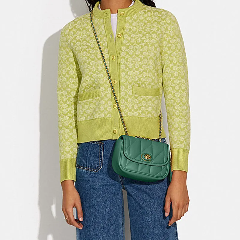 COACH Pillow Sheepskin Crossbody Bag Shoulder Bag Small Size Women's Green-4