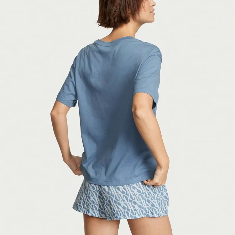 Victoria's Secret Cotton Short Tee Jama Set Pajama Set Women's Denim Blue-1
