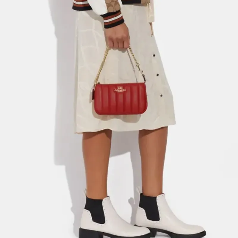 COACH Nolita Leather One Shoulder Handbag Trumpets Women's Red-4
