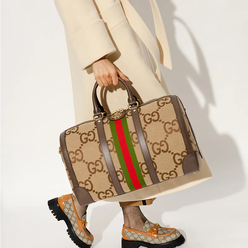 GUCCI Ophidia Canvas With Leather Handbag Shoulder Bag Crossbody Bag Travel Bag Small Size Men's Camel/Brown-5