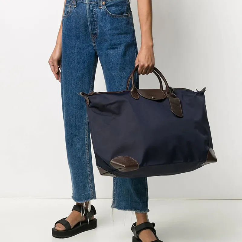 LONGCHAMP Boxford Fabric Short Handle Portable Dumpling Bag Travel Bag Tubas Unisex Blue-4
