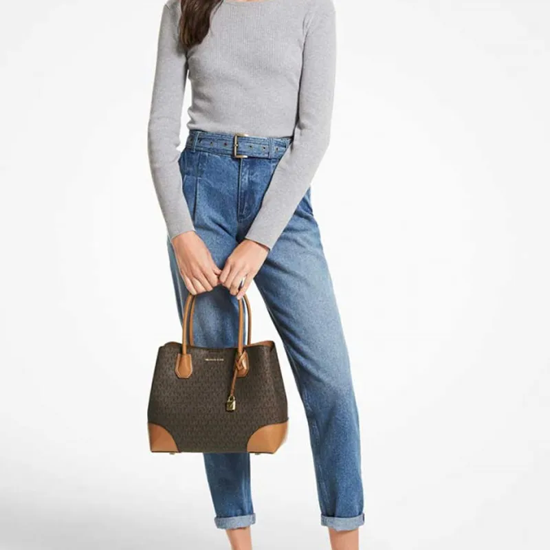 MICHAEL KORS Canvas Croissant Bag, One Shoulder Handbag Small Size Women's Acorn Brown-3