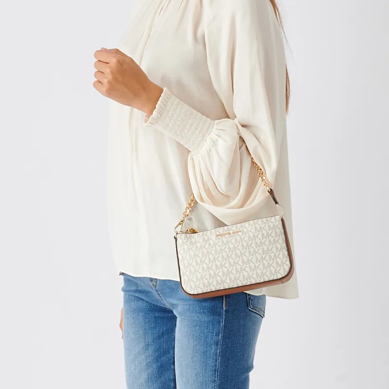 MICHAEL KORS Leather Pochette Handbag, Shoulder Bag Trumpets Women's Vanilla White-4