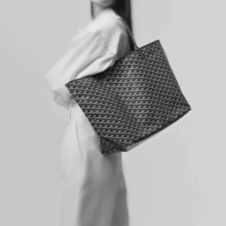GOYARD Saint Louis Claire-Voie Canvas Cowhide One Shoulder Handbags Unisex White/Yellow-8