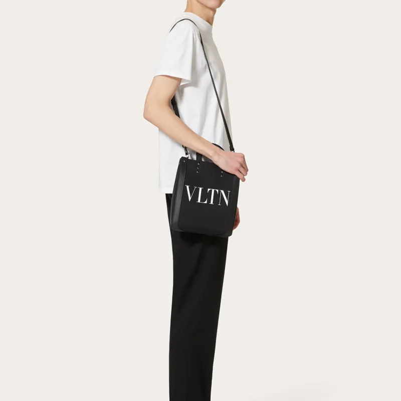 Valentino Canvas Handbag Mini Men's Black/White-4