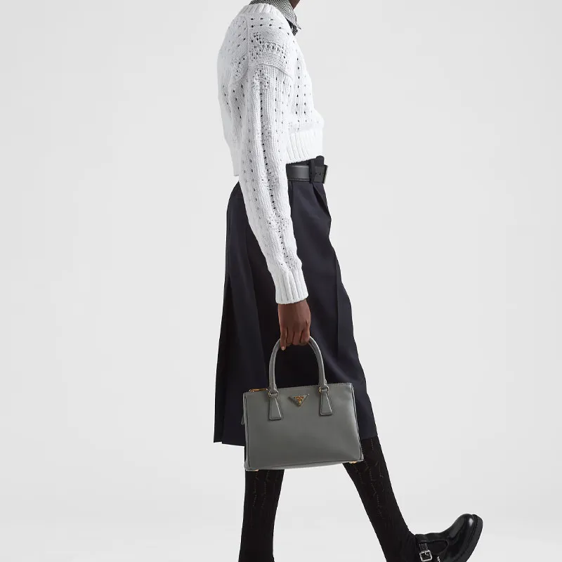 PRADA Galleria Killer Bag Leather Shoulder Bag Crossbody Bag Handbag Medium Size Women's Slate Gray-4