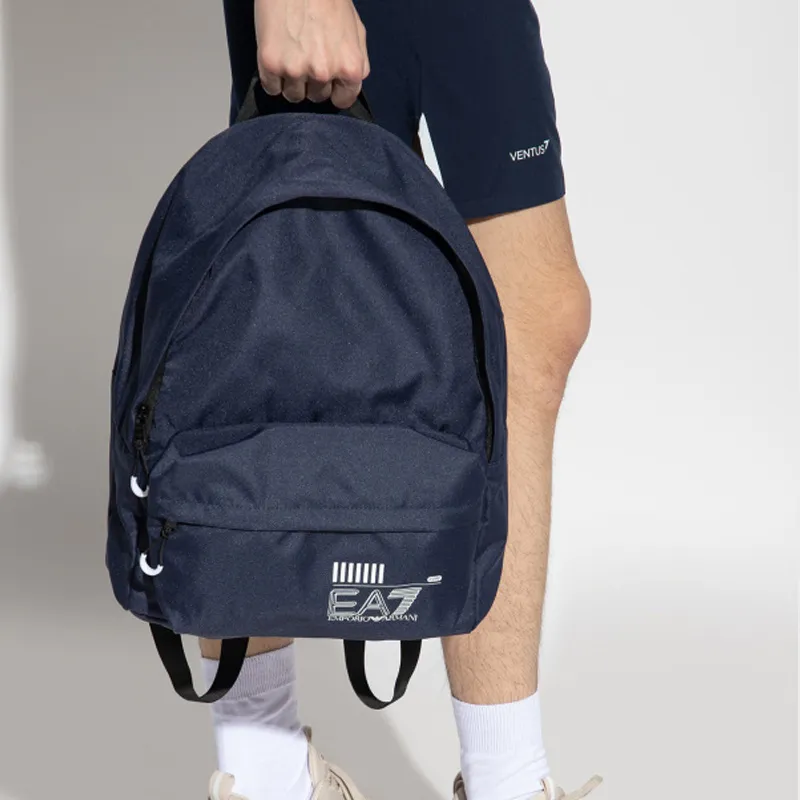 EMPORIO ARMANI Polyester Backpack Medium Size Unisex Marine Blue White-5