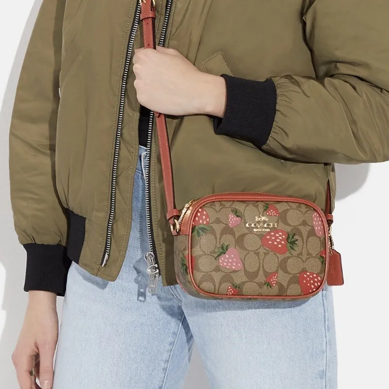 COACH Jamie Canvas With Leather Shoulder Bag, Crossbody Bag Trumpets Women's Brown-3