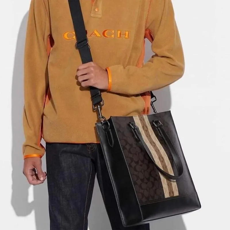 COACH Artificial Leather Tote Bag, Shopping Bag, Crossbody Bag, Handbag Men's Brown Monogram-7