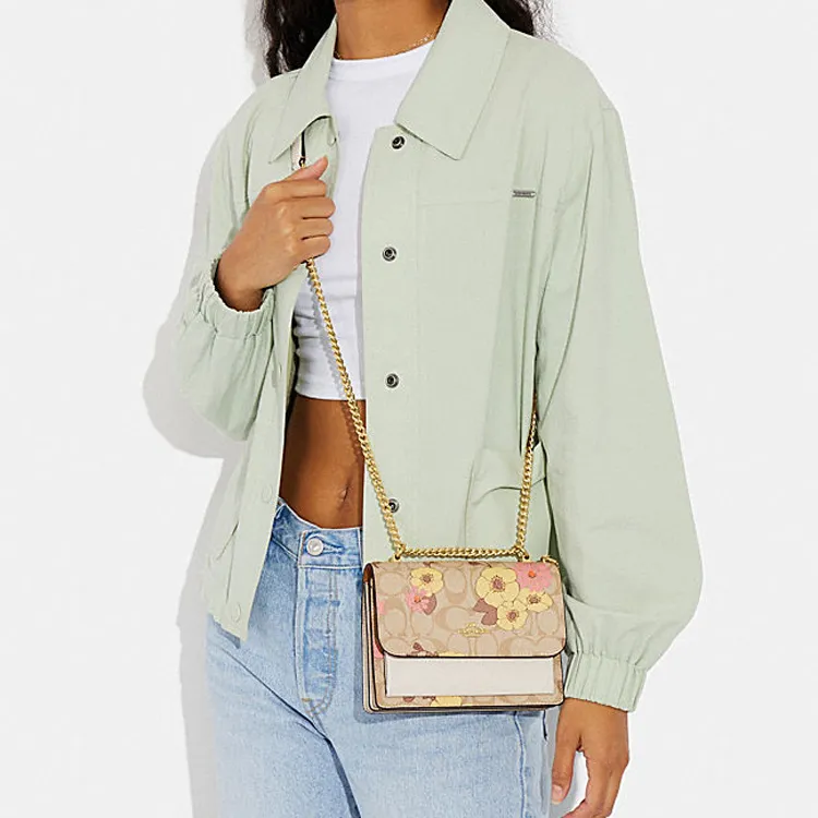 COACH Klare Cow Leather Shoulder Bag Crossbody Bag Small Size Women's Khaki-4