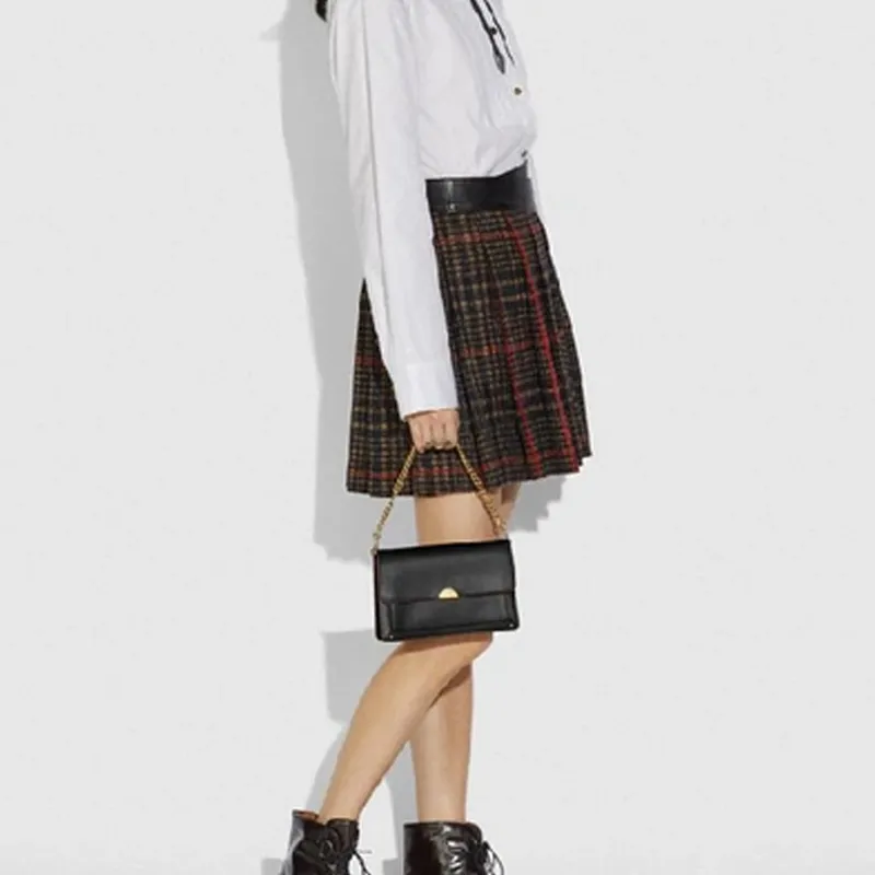 COACH Cow Leather Crossbody Bag Shoulder Bag Women's Black-3