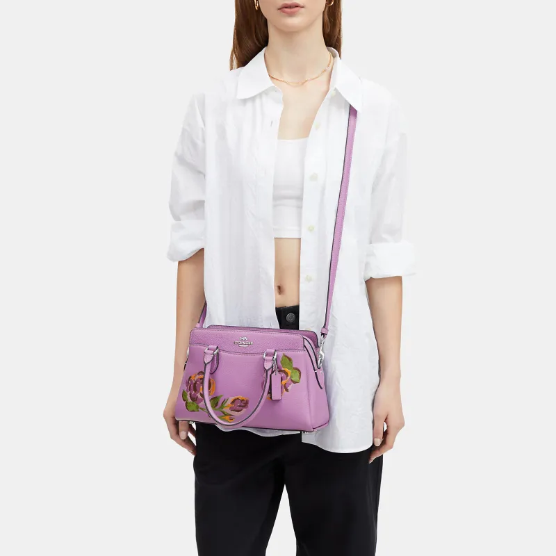 COACH Darcie Pebbled Leather Kelly Bag One Shoulder Handbags Medium Size Women's Purple-4