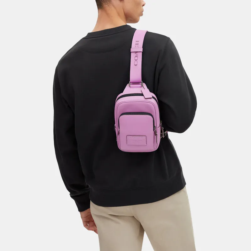 COACH Track Calfskin Fanny Pack, Shoulder Bag, Sling Bag Mini Unisex Purple-4