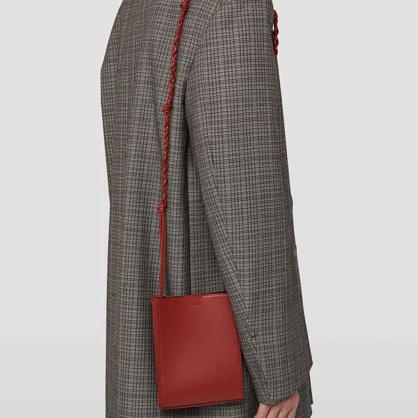 JIL SANDER Calfskin Shoulder Bag, Crossbody Bag Trumpets Men's Red-4