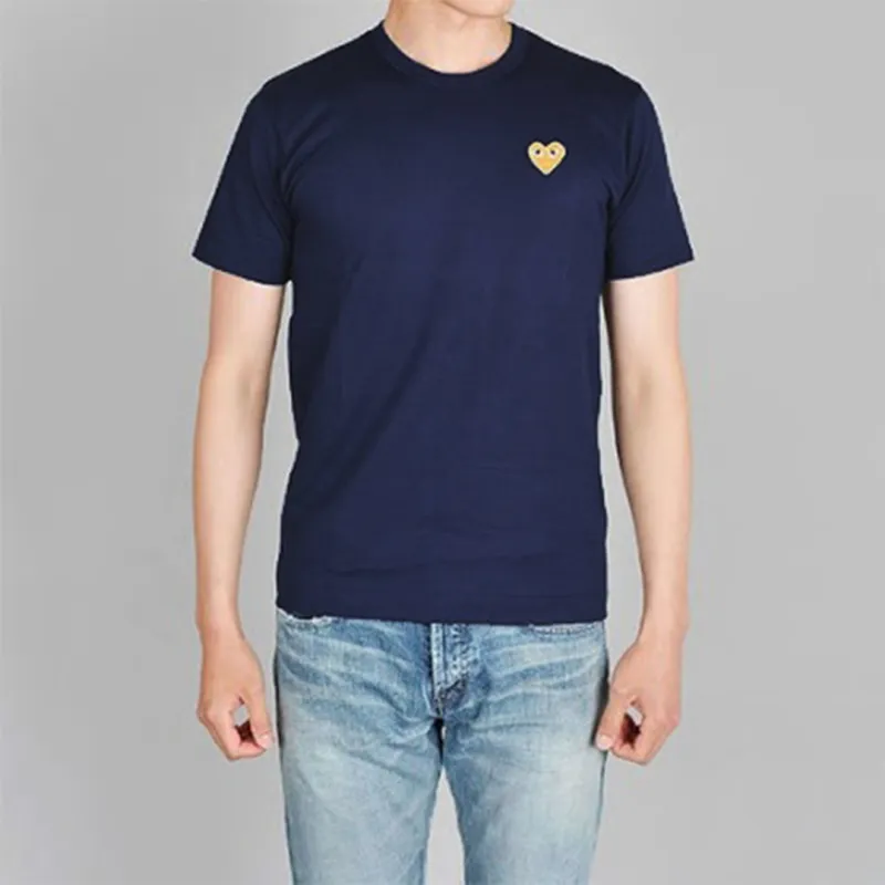 CDG Play Gold Heart T-shirt Navy-2