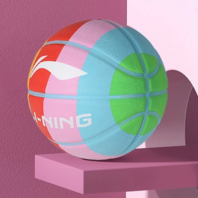 LiNing Rubber Basketball Rainbow Size 7 Ball Training Unisex-3