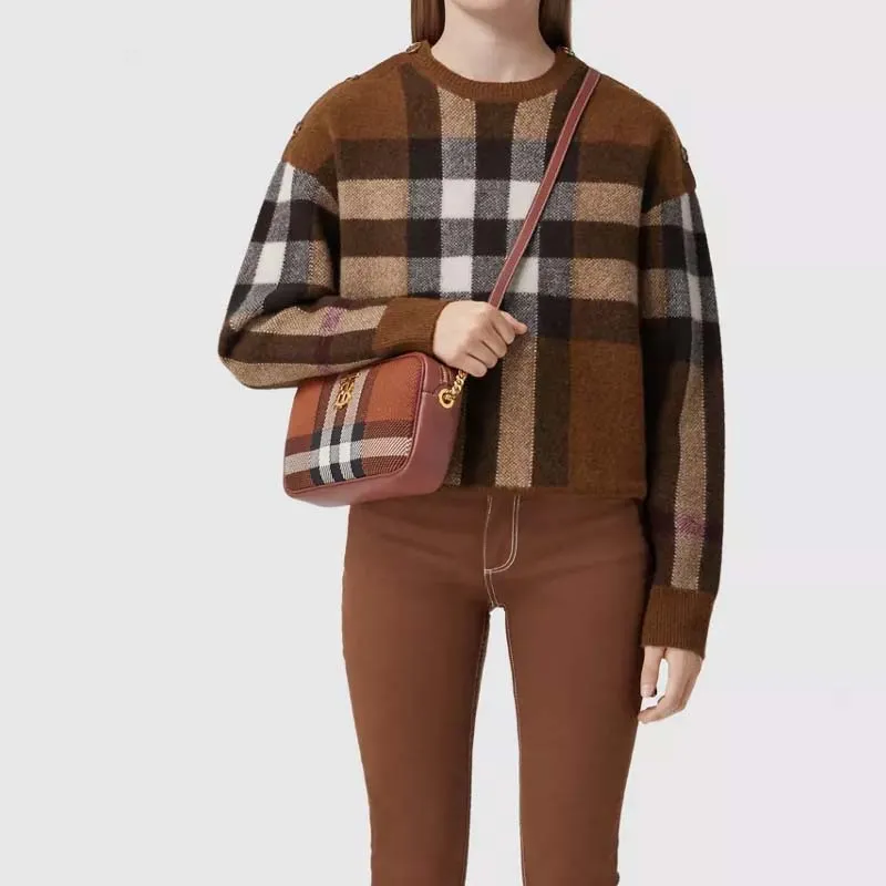 Burberry Lola Bag Wool Camera Bag, Crossbody Bag, Shoulder Bag Women's Birch Brown-8