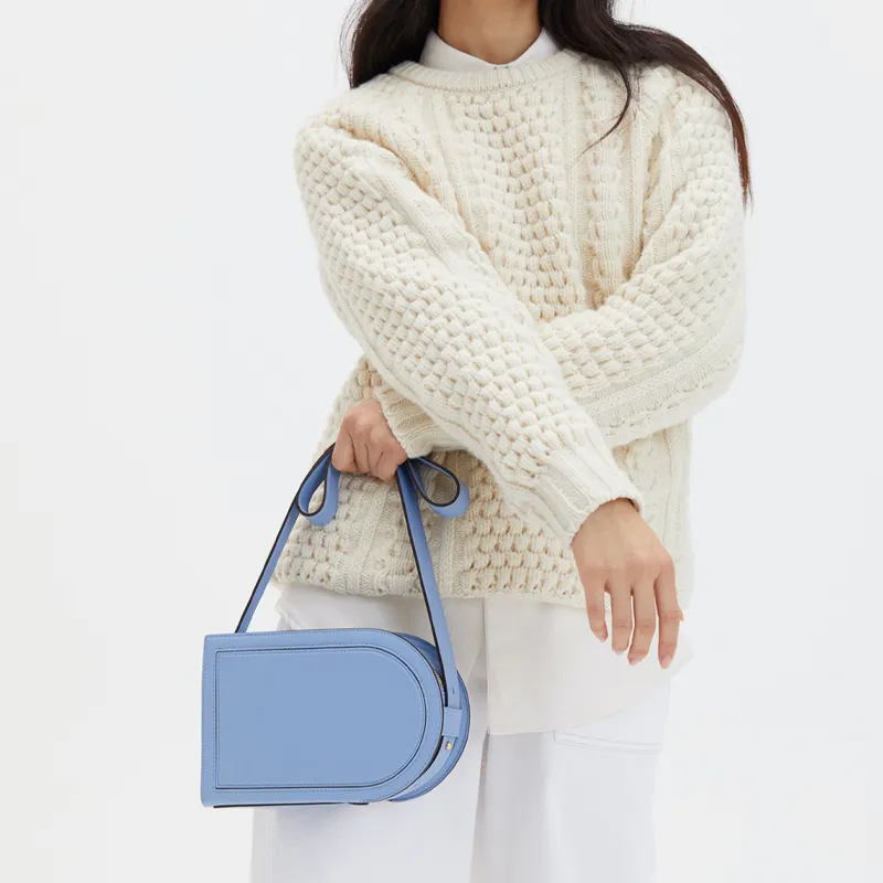 Delvau Pin Grain Calfskin Clutch, Shoulder Bag, Crossbody Bag Women's Cornflower Blue-3