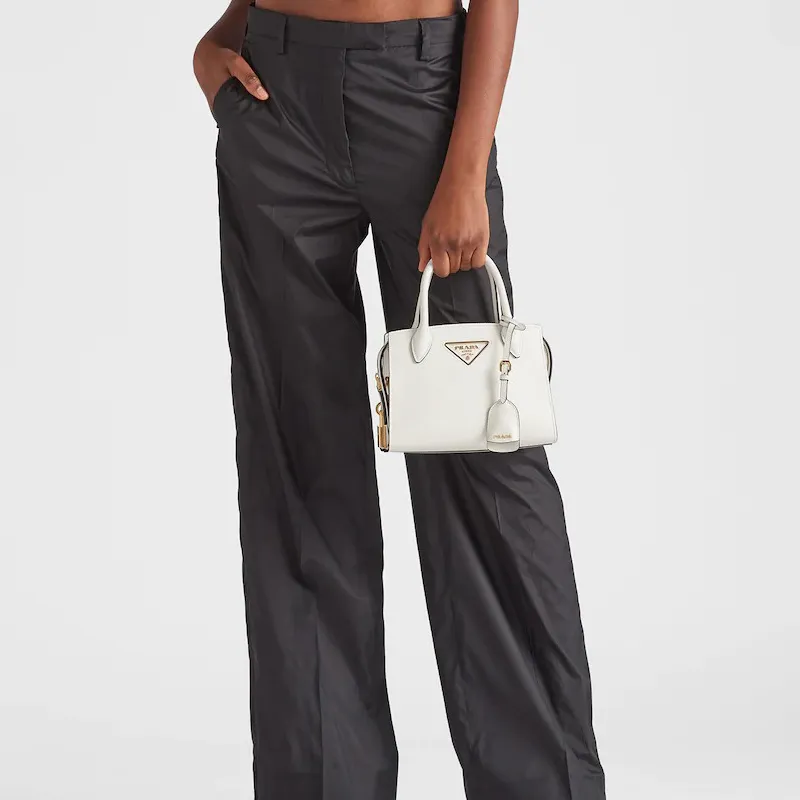 PRADA Saffiano Smooth Leather Shoulder Bag Crossbody Bag Handbag Women's White-4