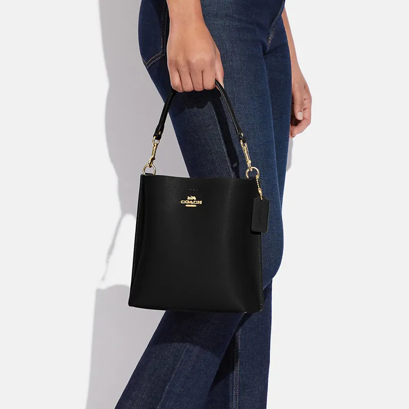 COACH Mollie Leather Bucket Bag Handbag Shoulder Bag Crossbody Bag Small Size Women's Black-4