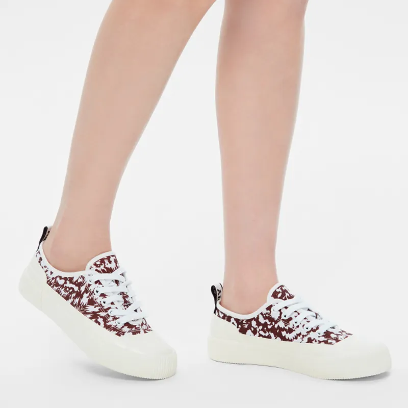 AIGLE Rubber Low-Top Skateboard Shoes Women's Red White-4