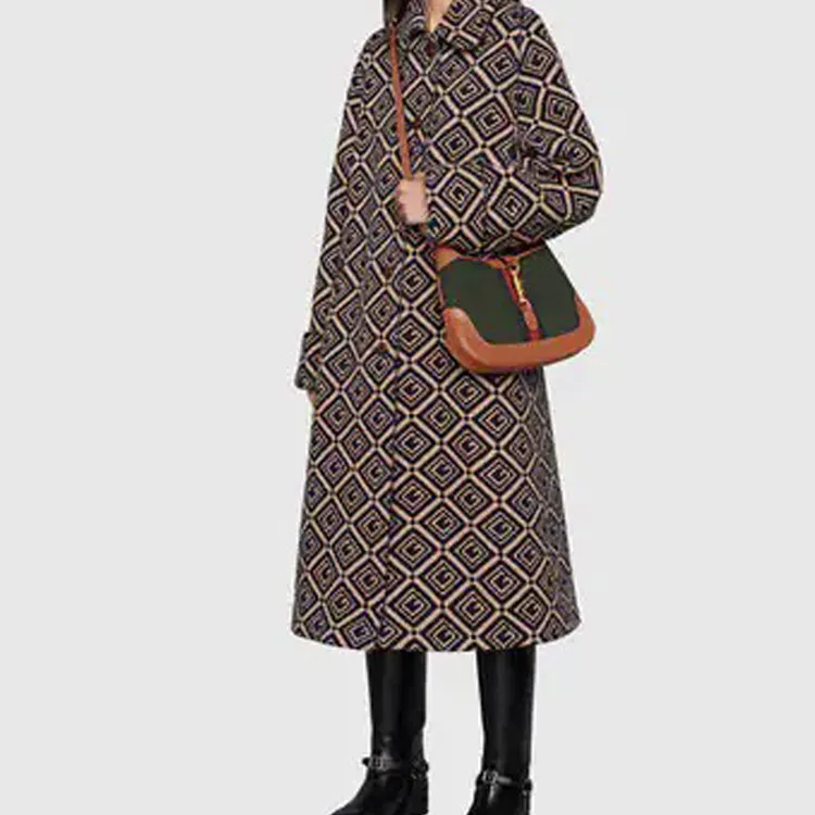 GUCCI Jackie 1961 Canvas With Leather Trim Crescent Shoulder Bag Shoulder Bag Women's Dark Green With Brown Accents-9