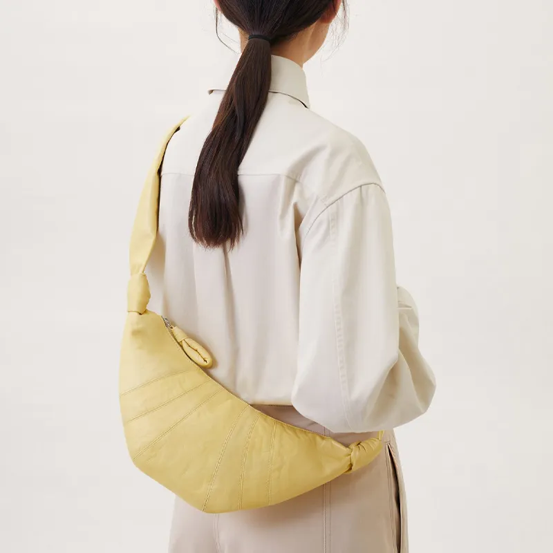 Lemaire Croissant Series Sheepskin Small Croissant Bag, Shoulder Bag, Crossbody Bag Women's Custard Sauce Yellow-3