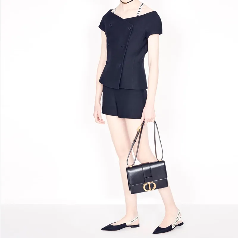 DIOR 30 Montaigne Smooth Cow Leather Box Bag, Handbag, Crossbody Bag, Shoulder Bag Women's Black-6