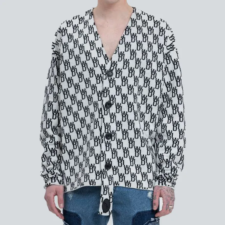 WE11DONE Logo-knit Button-up Cardigan-4