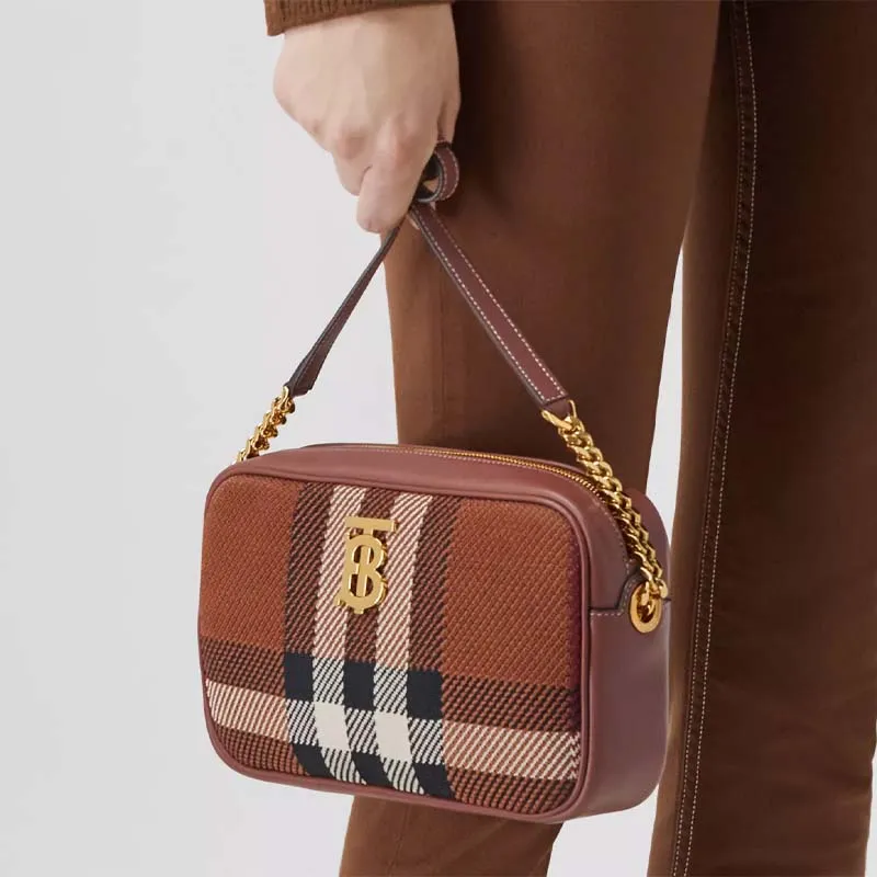 Burberry Lola Bag Wool Camera Bag, Crossbody Bag, Shoulder Bag Women's Birch Brown-9