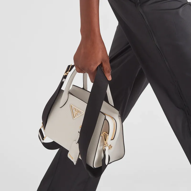 PRADA Saffiano Smooth Leather Shoulder Bag Crossbody Bag Handbag Women's White-5