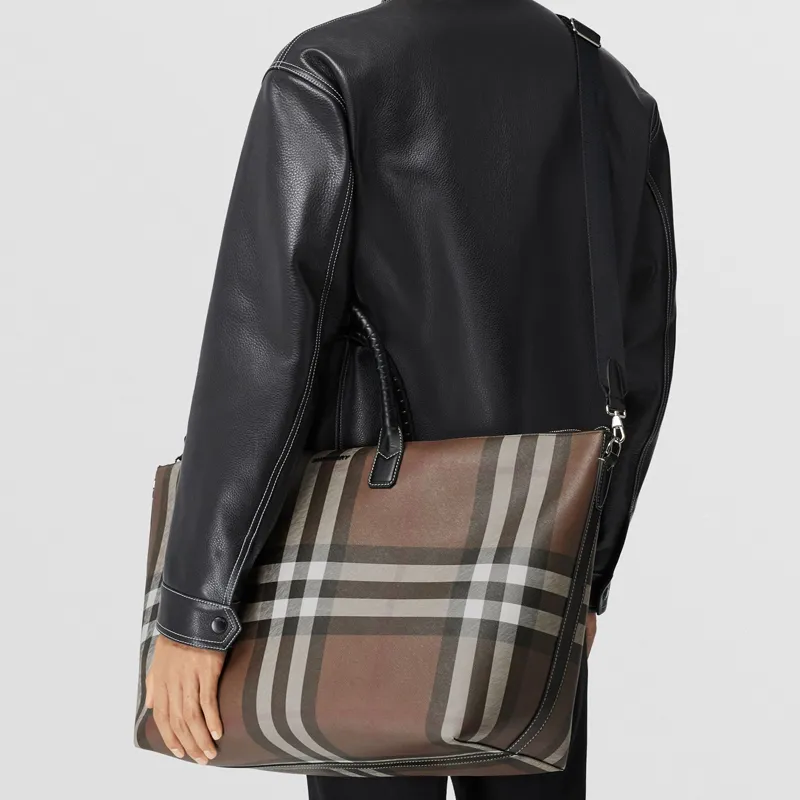 Burberry Cotton With Calfskin Travel Bag Tote Bag Shopping Bag Crossbody Bag Handbag Regular Men's Dark Birch Brown-7