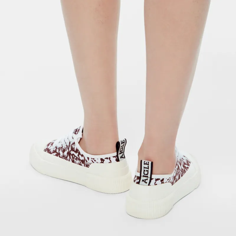 AIGLE Rubber Low-Top Skateboard Shoes Women's Red White-5