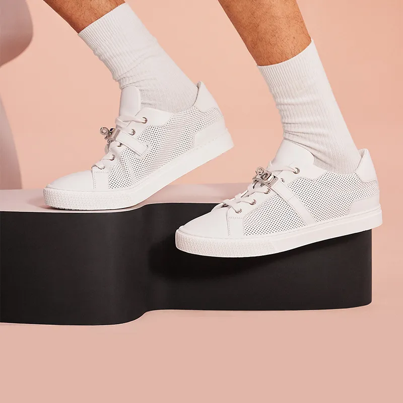 HERMES Day Low Top Stylish Skateboarding Shoes Men's White-4